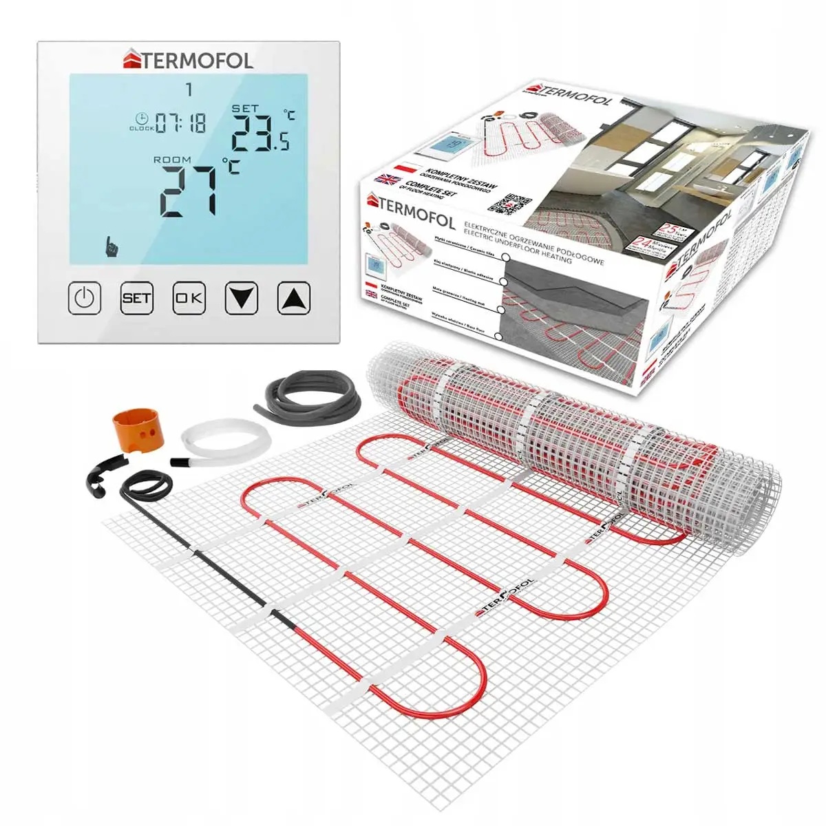 Termofol TF-HM zestaw mata grzewcza 2,5 m2 z termoregulatorem TF-H1 TF-HM-150.25.H1