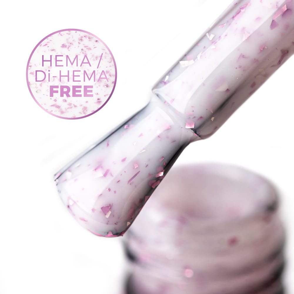 Mleczna baza kauczukowa z fioletowo metalicznymi płatkami Flakes Rubber Base Milk&Purple MollyLac HEMA/Di-HEMA Free 10 gram