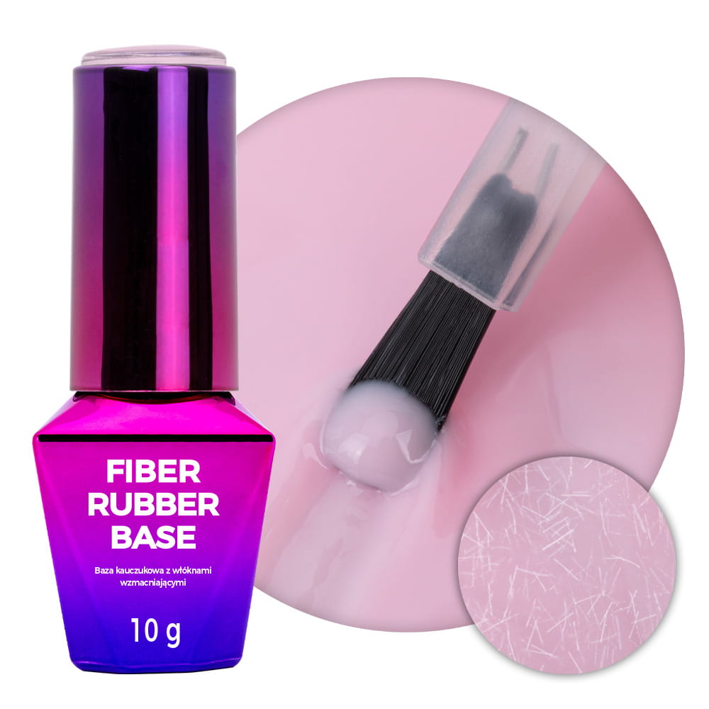 Baza kauczukowa LED/UV z włóknami Molly Nails Rubber Fiber Base Angel Pink 10g