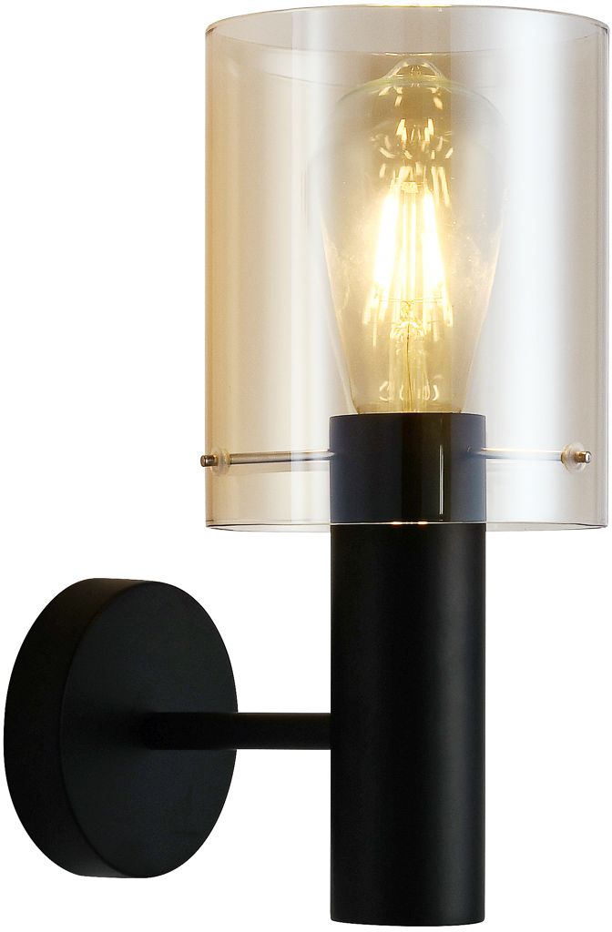 Darmowa Dostawa - Kinkiet 1x40 W czarny-bursztynowy Italux Sardo WL55811ABKAMB