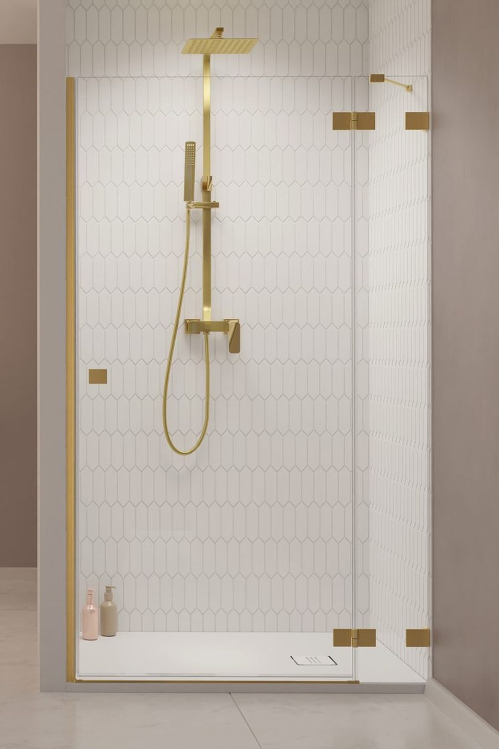 Darmowa Dostawa - Drzwi prysznicowe 120 cm uchylne Radaway Essenza Pro Brushed Gold DWJ 100991209901R
