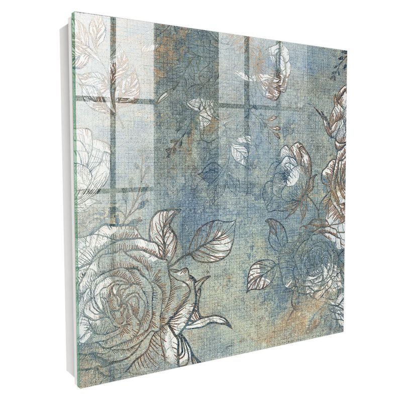 Szklana Szafka Na Klucze Tulup 30x30 cm Kwiatowy wzór 5 - Biała - Otwierana na prawo 1 szt.