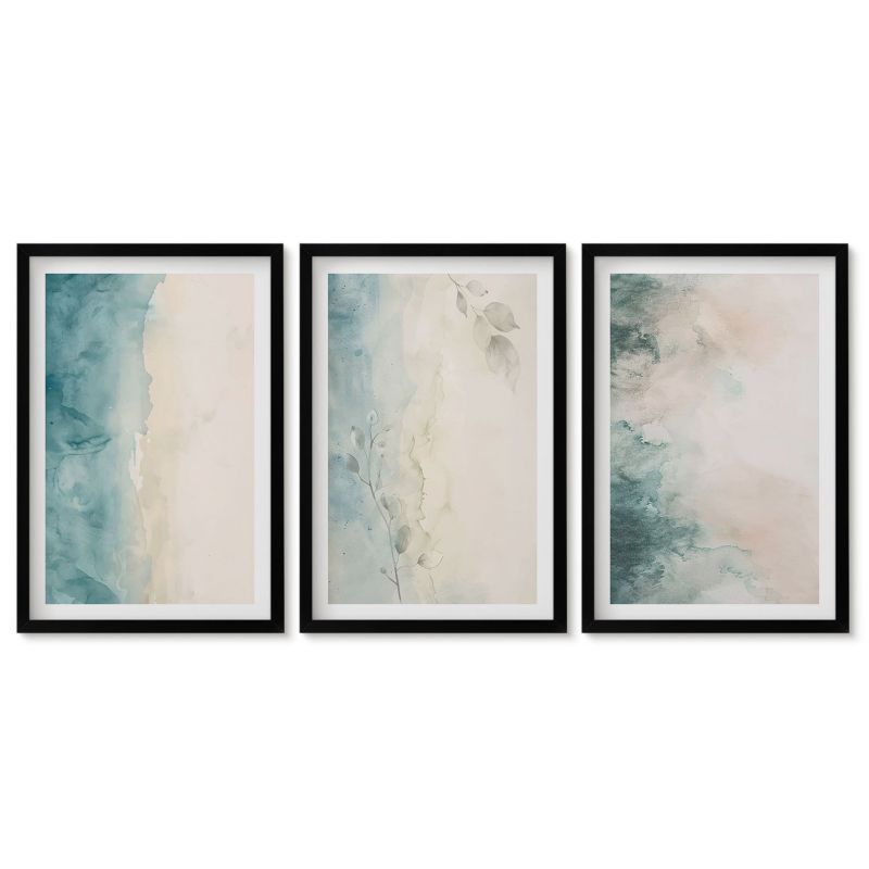 Komplet obrazów czarna rama Tulup 40x60 cm Akwarele płótno minimalizm Obrazy nad biurko zestaw czarna rama 1 kpl
