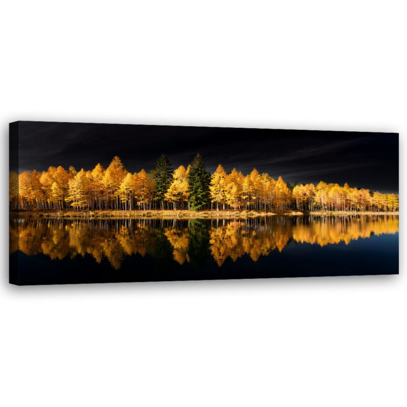 Obraz do salonu sypialni Feeby Pejzaż Las Natura Złoty 120x40 cm 1 szt