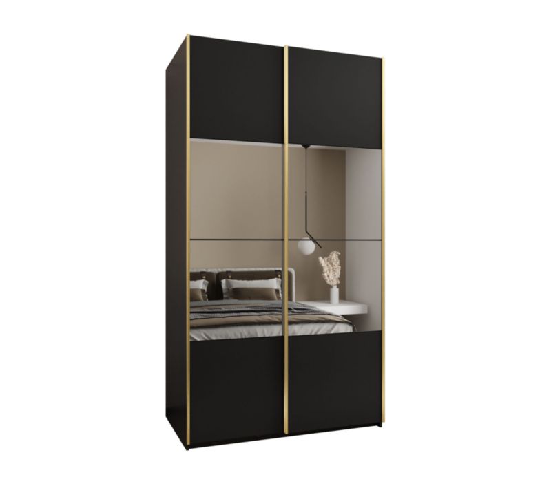 Szafa przesuwna Abiks LUX 4 wysoka szer.130cm czarny/czarny/złoty 1szt.