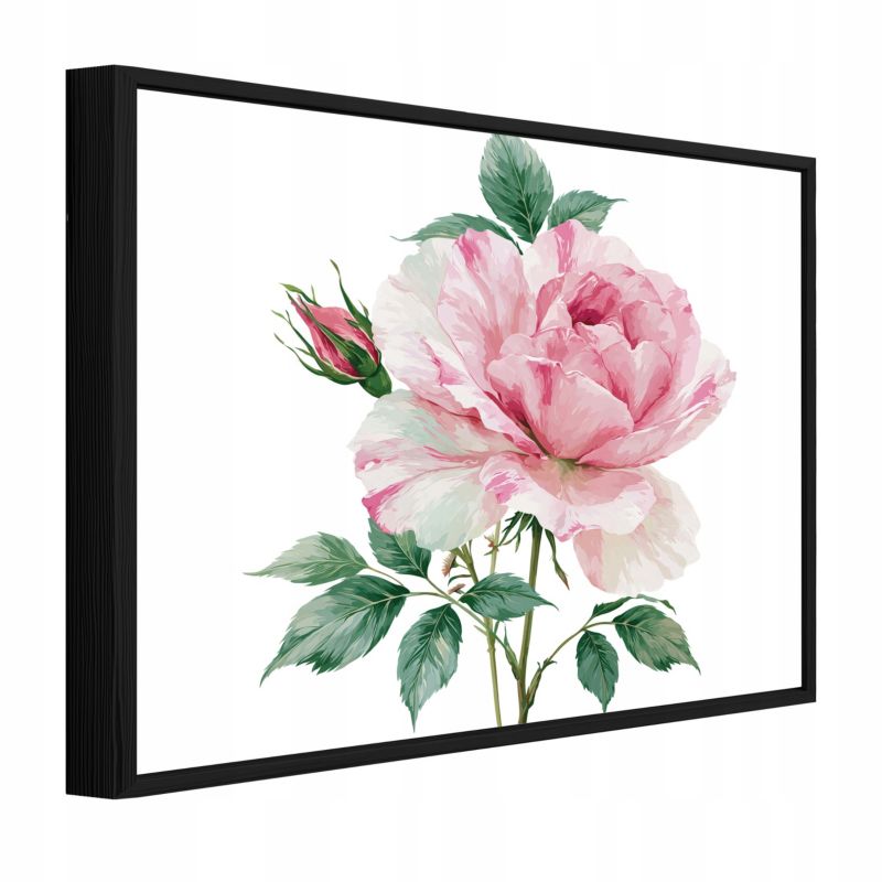Obraz W Ramie WALLARENA Do Sypialni Salonu Na Płótnie Kwiaty Natura Róża Różowy 100x70 cm PPR16638O1 1 szt.