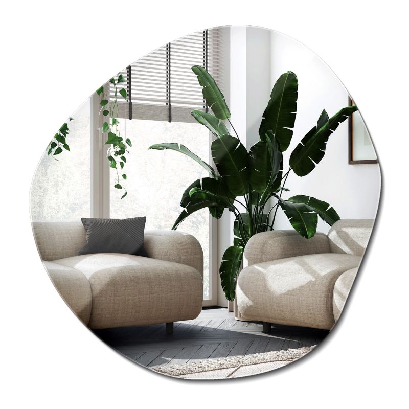 Lustro Wiszące Asymetryczne Wallfluent 67 x 68 cm Do Sypialni Japandi 1 szt.