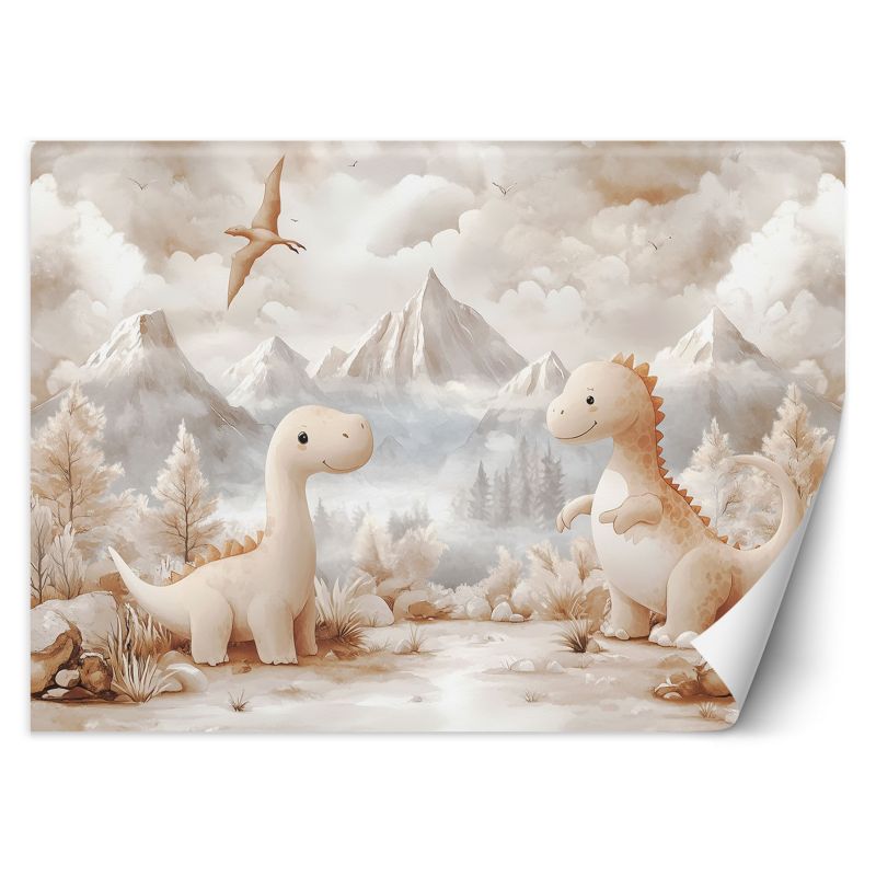 Fototapeta Feeby Urocze małe Dinozaury Krajobraz Beżowy 250x175 1 szt