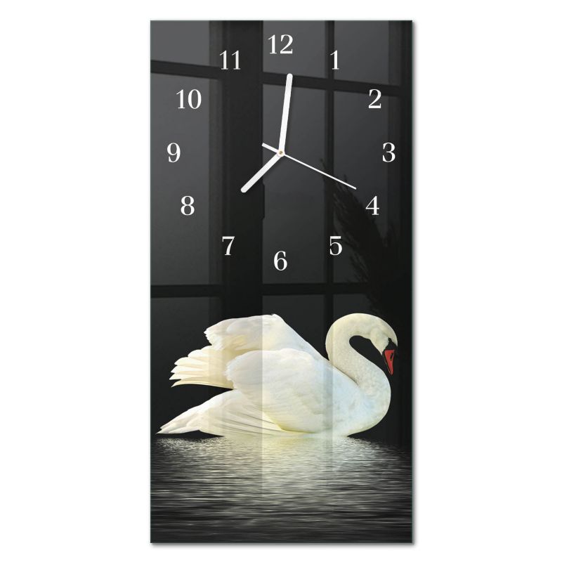 Zegar Ścienny Cichy Mechanizm Tulup 30x60 cm z Białymi Wskazówkami Łabędź 1 szt.