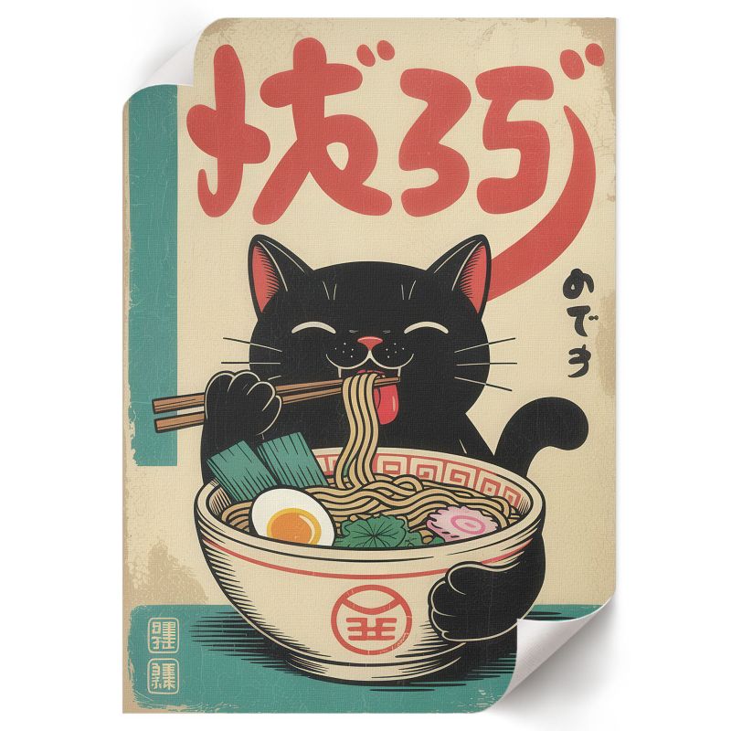 Plakat Do Łazienki ArtPrintCave 29,7x42 cm Ramen i kot Linea Forma 1 szt.