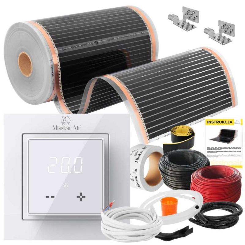 Zestaw folii grzewczej Mission Air IR SILVER 160W 14m², szer. 50cm + Aries LCD 1 szt.