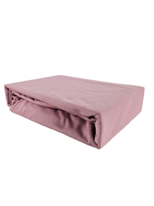 Prześcieradło z gumką jersey bawełna premium pudrowy róż 90x180 1 szt.
