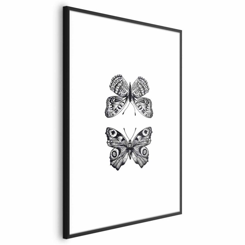 Plakat Artgeist Dwa motyle 60x90 cm z ramą czarną 1 szt