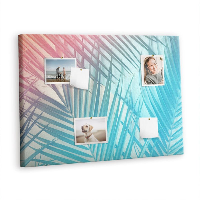 Tablica Korkowa Z Pinezkami Tulup 100x70 cm Tropikalna palma Organizer ścienny Pinezki metaliczne 1 kpl
