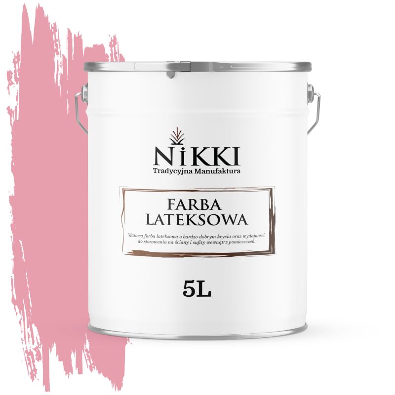 Farba Lateksowa Wewnętrzna Ściany i Sufity NIKKI Różowy H3445 Głęboki Mat 5L