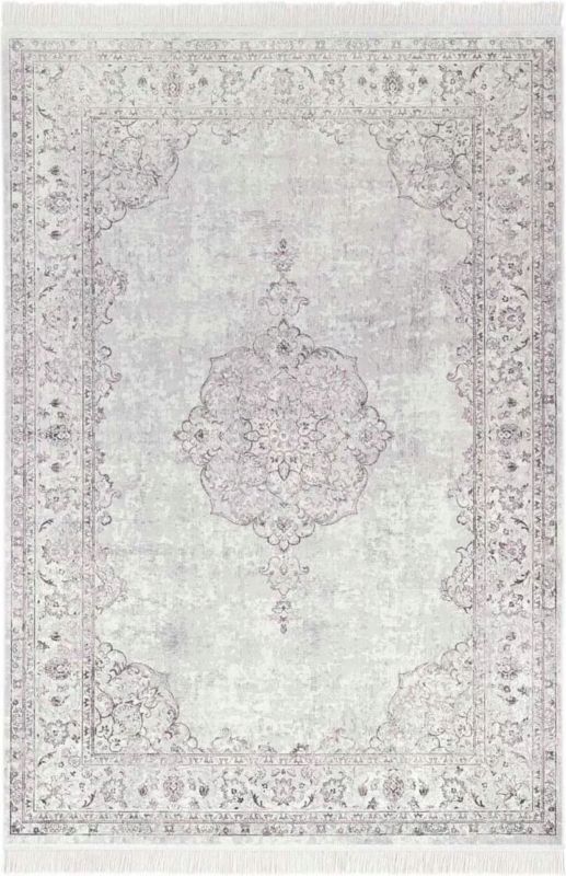 Dywan Nouristan 160x230 cm, kremowo różowy wzor klasyczny, z frędzlami, do salonu, 1 szt.