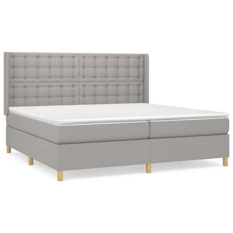 Łóżko kontynentalne WaszeMeble 200x200 cm jasnoszare WM-3132337 1 szt.