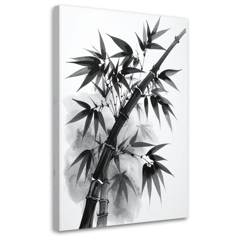 Obraz do salonu sypialni kuchni Feeby Bambus liscie czarno biały 40x60cm 1szt