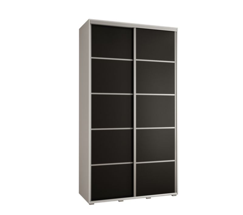 Szafa przesuwna Abiks DAVOS 4 wysoka szer.140cm gł.60cm biały/czarny/srebrny 1szt.