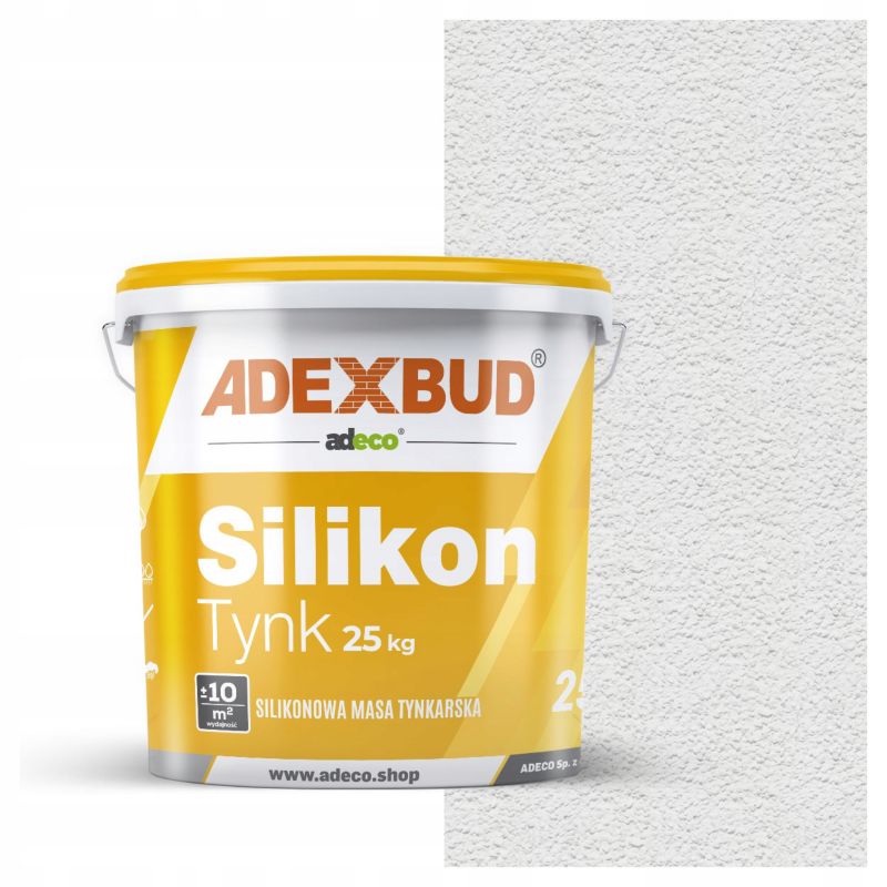 Tynk silikonowy Adexbud baranek na 10m2 kolor jasny szary 8-1-2 na fasadę elewacje 1 szt.