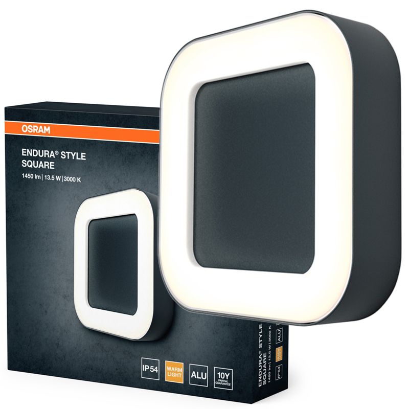 Kinkiet Ogrodowy Endura Osram Lampa Elewacyjna LED 13.5W 480lm 3000K Szary IP54 1 szt.