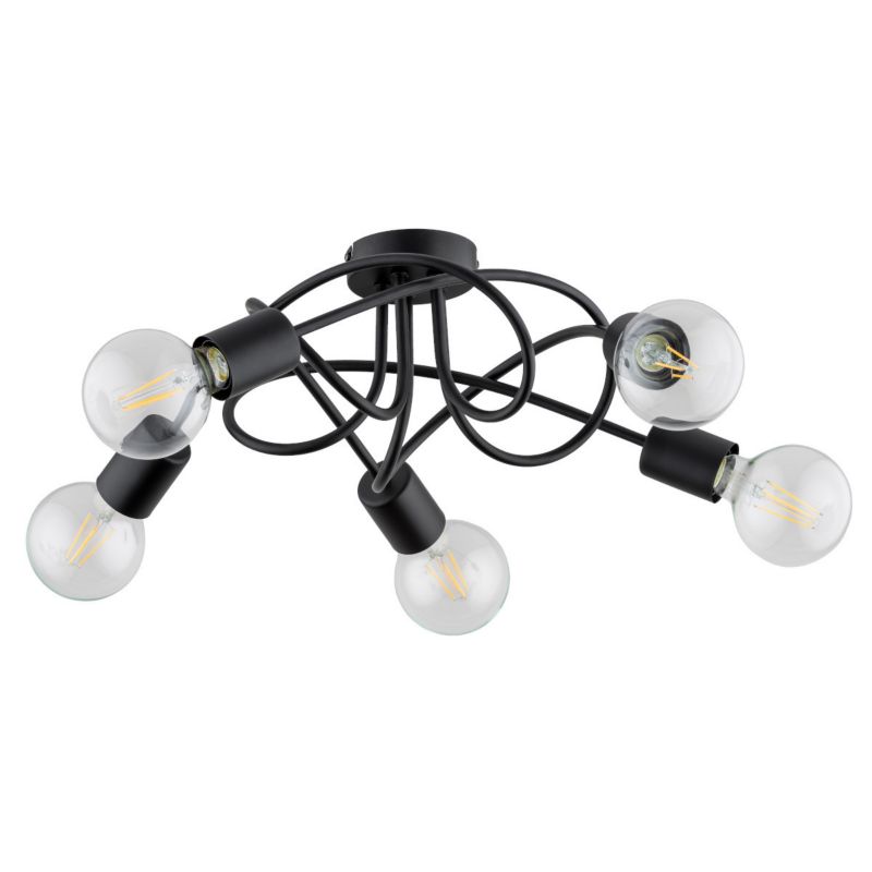 Lampa sufitowa Alfa Boston czarna wym: 17,5 x 52 x 52 cm 5xE27 x 15W 1 szt.