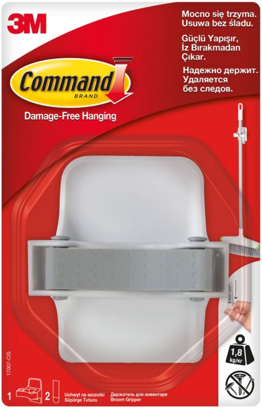 Uchwyt na szczotki samoprzylepny Command 1,8 kg biały