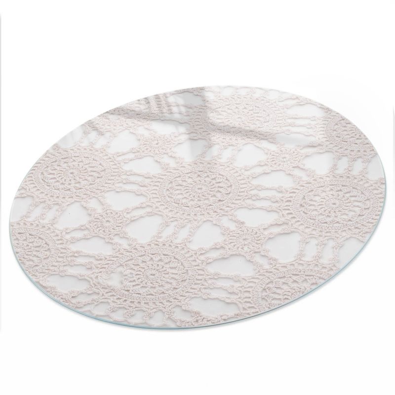 Blat Na Stół ArtPrintCave fi50 cm Ażurowa elegancja - Szklany Blat do Stolika Kawowego 1 szt.