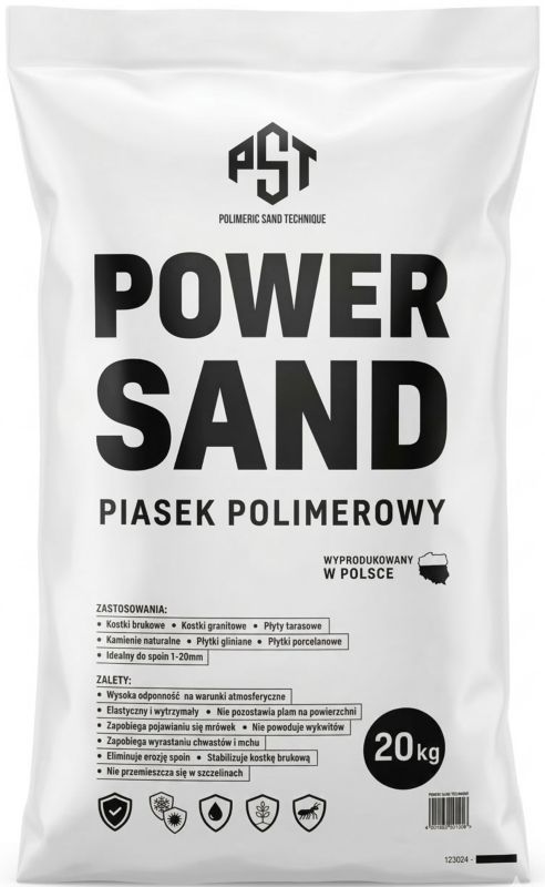 Piasek polimerowy PowerSand Piaskowy Zółty spoiny 1-20 mm frakcja 0,1-0,5 mm kostka i płyta tarasowa 20 kg