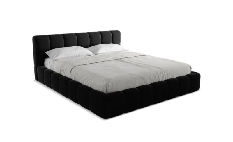 Łóżko LaMiaSofa Nalu z weluru 180x200 czarny 1 szt.