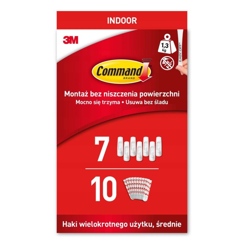 Średni haczyk 3M Command 7 haczyków 10 pasków