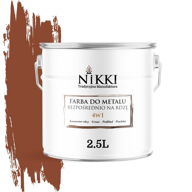 Farba do Metalu Antykorozyjna 4w1 NIKKI Ceglasty RAL8004 Mat 2.5L