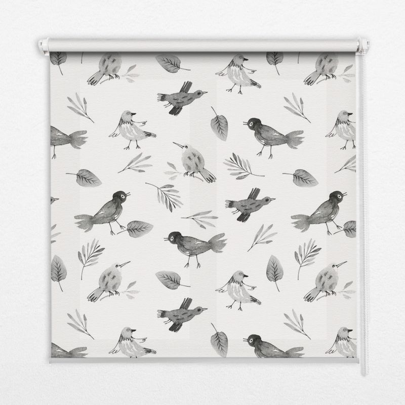 Roleta Okienna Tulup 130x140 cm Rysowane Ptaki I Liście Montaż do ściany/sufitu 1 szt.