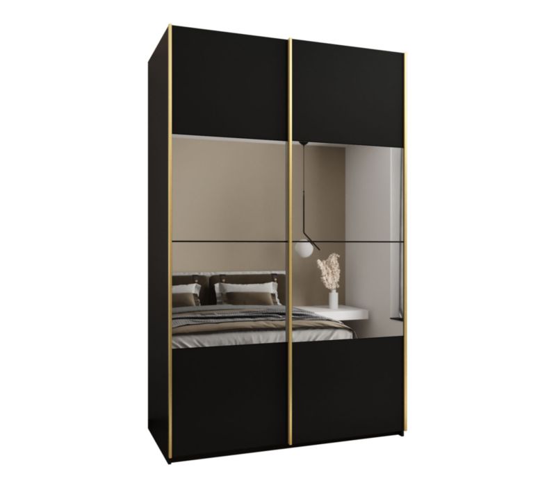 Szafa przesuwna Abiks LUX 4 wysoka szer.150cm czarny/czarny/złoty 1szt.
