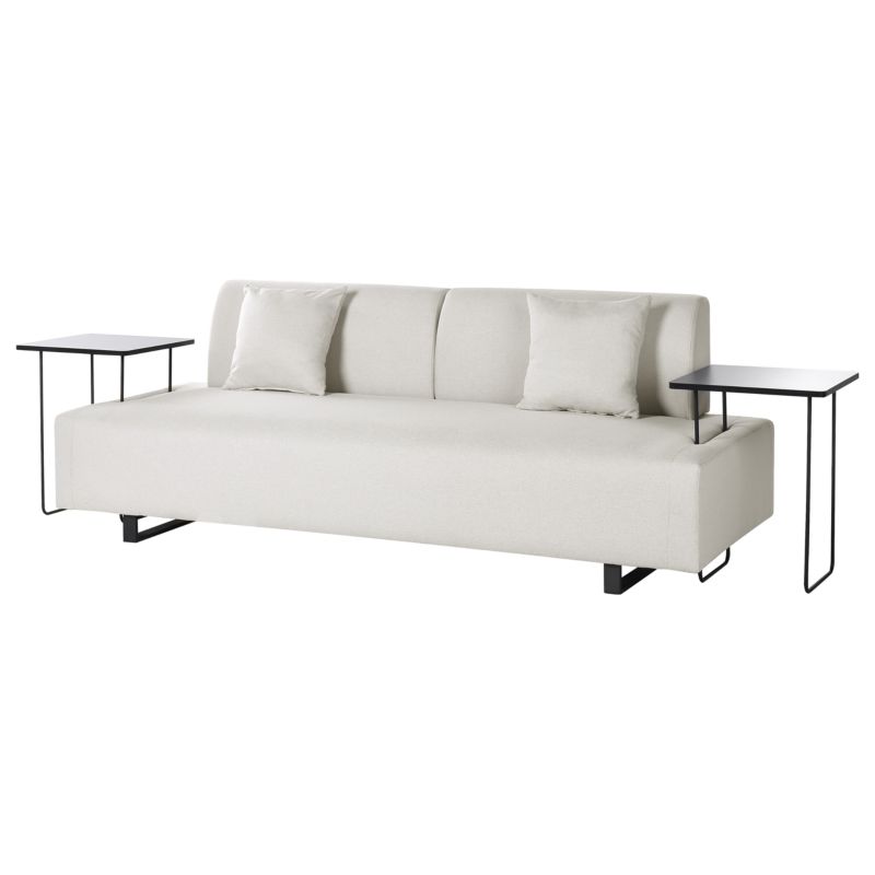 Sofa dla 3 osób Sokna Jasnobeżowy ze stolikami 1 kpl