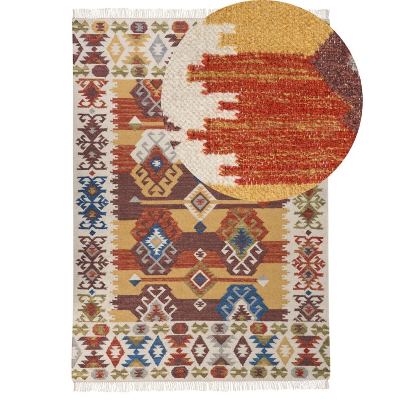 Dywan Vosketap Kolorowy 160 x 230 cm Wełna Kilim 1 szt.