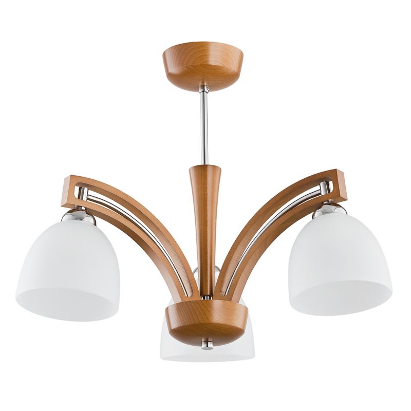 Lampa wisząca srebrne detale Alfa MAGNAT jasne drewno 3xE14x10W IP20 wym:41x50x50cm - 1 szt.