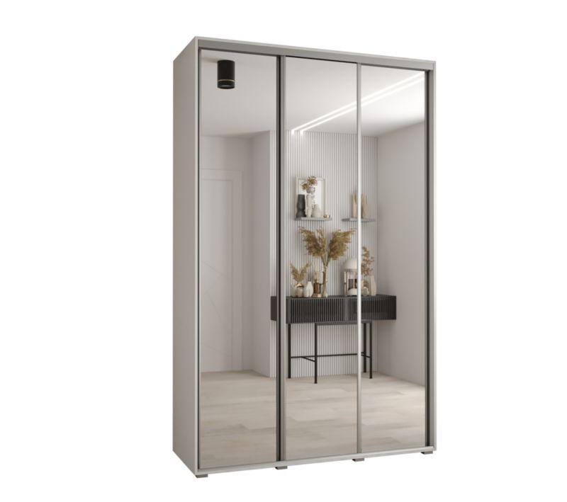 Szafa przesuwna Abiks DAVOS 2 wysoka szer.150cm gł.45cm biały/biały/srebrny 1szt.