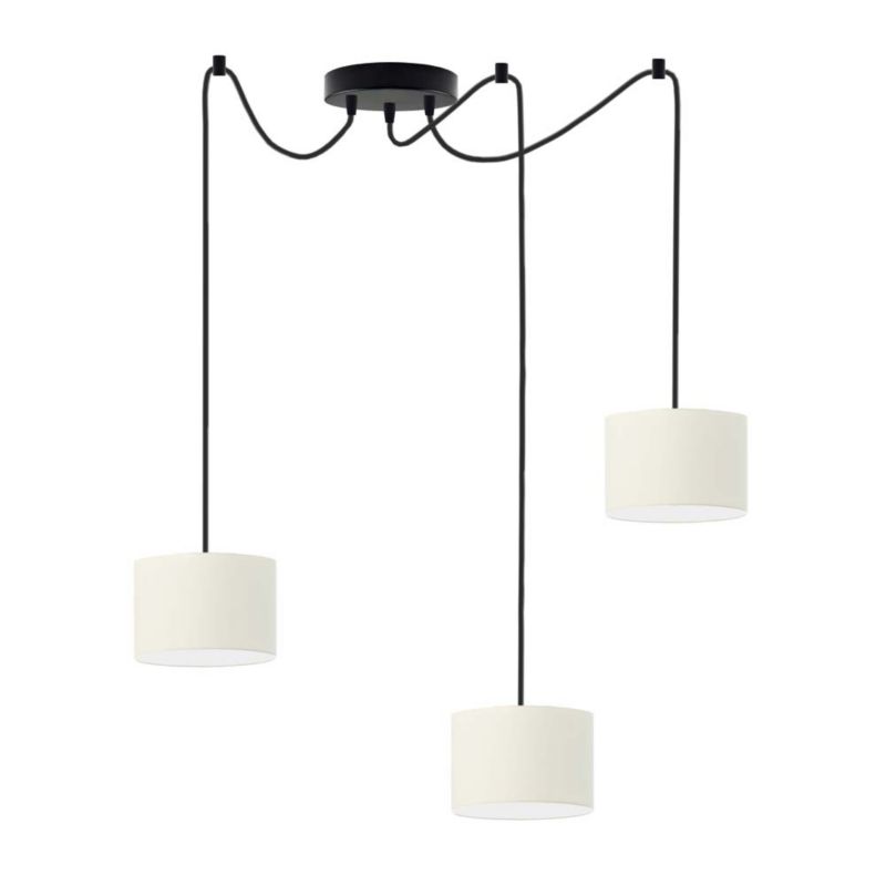 Lampa wisząca zwis Volta Light Factory żyrandol sufitowa pająk z abażurami walec Ecru TANGO Z3 1szt.