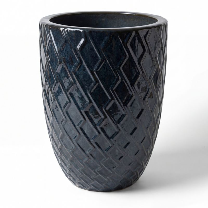 Donica ceramiczna Provencelia ZEUS Szafirowy, sred.32 x H50 cm, mrozoodporna, rękodzieło, szkliwiona 1 szt.