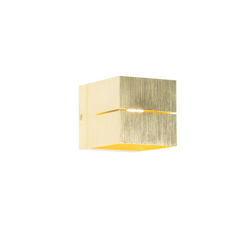 Nowoczesny lampa ścienna Qazqa Transfer Groove 97 złoty/mosiężny kwadratowy max 40W kompatybilny z żarówką LED G9 IP20 1 szt.