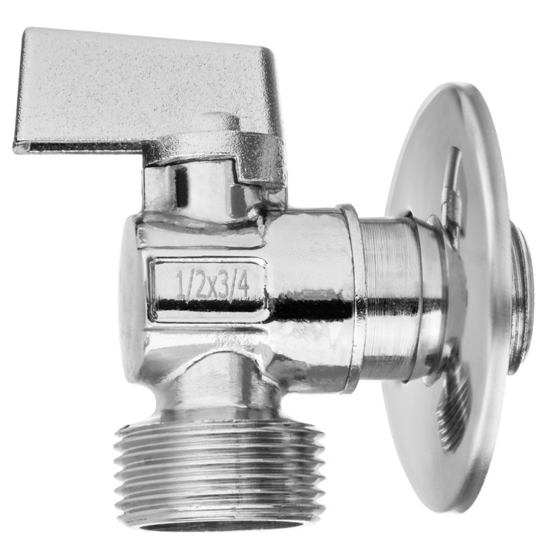 Zawór Kątowy do Baterii Pralki Kurek Kulowy GZ/GZ 1/2"x3/4" INVENA Chrom 1 szt.