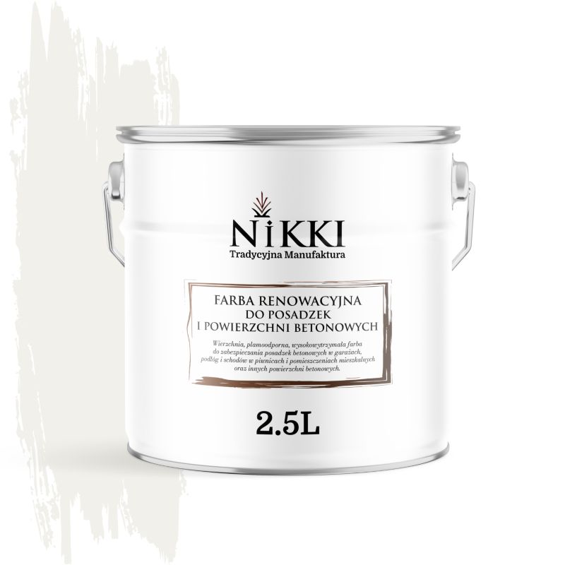 Farba Renowacyjna do Posadzek Podłóg Betonowych NIKKI Biały drogowy RAL9016 Połysk 2,5L