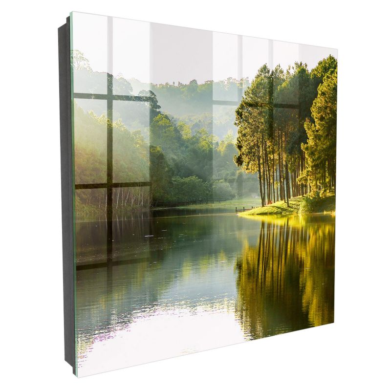 Wieszak Na Klucze Zamykany Tulup 30x30 cm Zielony pejzaż - Czarna - Otwierana na prawo 1 szt.