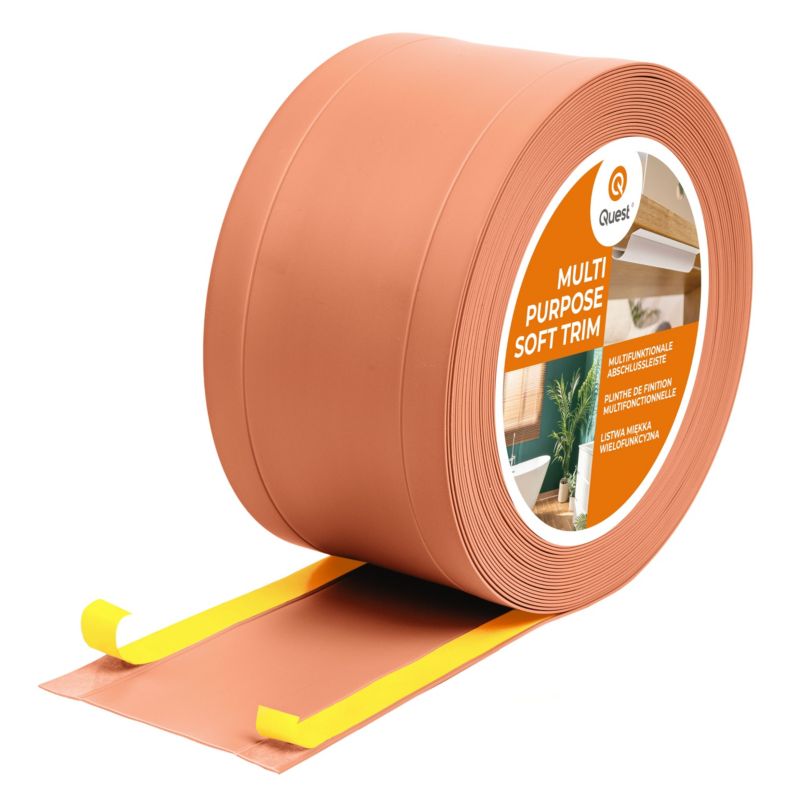 Listwa wykończeniowa samoprzylepna 6w1 PCV 120mm QUEST, maskująca elastyczna listwa podłogowa - 25 m, ceglany, 1 szt.
