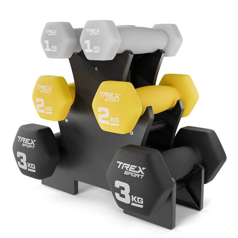 Hantle neoprenowe Trex 1, 2, 3kg super zestaw na prezent, 12kg, ze stojakiem 1szt