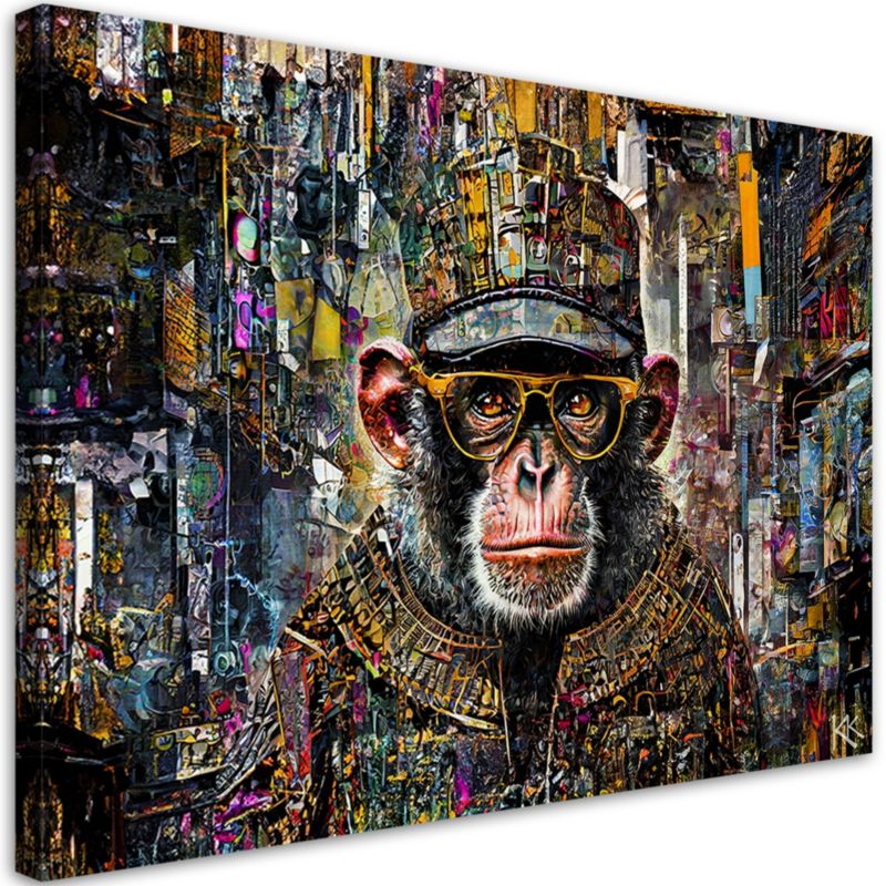 Obraz do salonu sypialni Feeby Kolorowa Małpa 90x60 cm 1szt