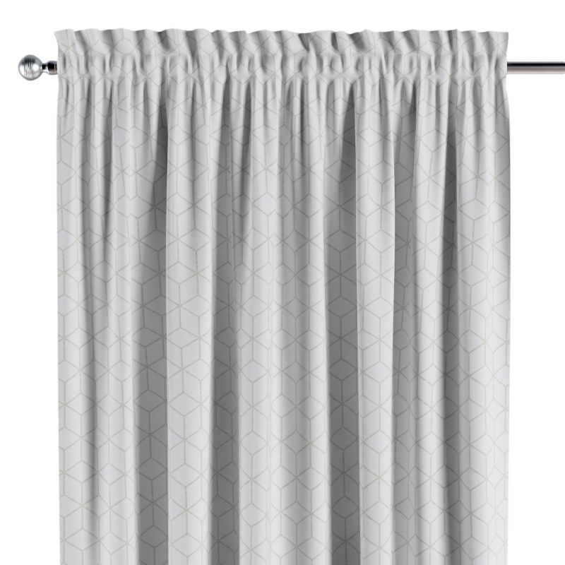 Zasłona na kanale z grzywką 1 szt. 130 x 245 cm Dekoria wzór sześcianów na białym tle 1 szt.