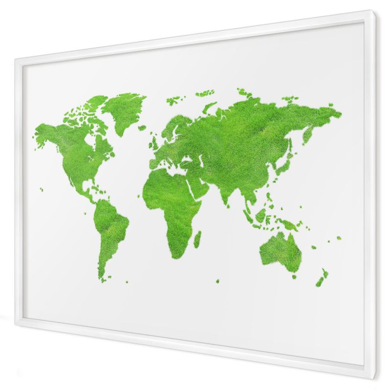 Tablica magnetyczna ozdobna Wallfluent 100x70 Zielona mapa w białej ramie 1szt