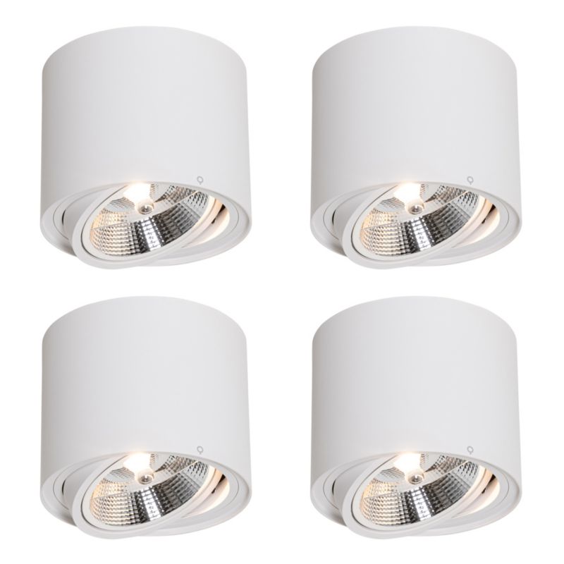 Reflektor sufitowy 1punktowy Qazqa 107159 15 biały GU10 max 15W kompatybilny z żarówką LED IP20 4 szt.